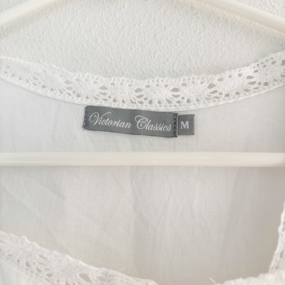 Vintage Victorian 100% Cotton White Lace Nightgown Renaissance M - Picture 6 of 7